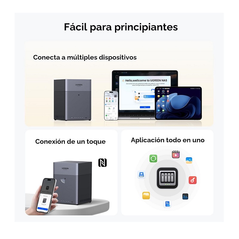 NAS UGREEN DH4300 Plus NASync, para 4 Discos, CPU de 8 Núcleos, 8GB RAM, Conexión NFC One-Touch, 2.5GbE LAN, 4K HDMI