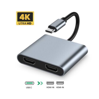 Adaptador Multiple T-Vision 2 en 1 de USB tipo C a HDMI x 2 4K