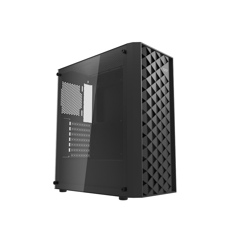 Gabinete Gaming DarkFlash DK351, ATX Mid Tower, Panel lateral de vidrio templado, incluye 4 abanicos ARGB, Color Negro