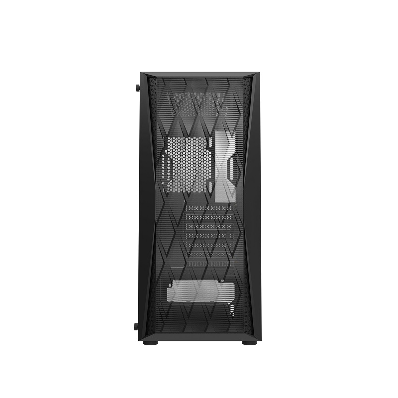Gabinete Gaming DarkFlash DK352 Mesh, ATX Mid Tower, Panel lateral de vidrio templado, incluye 4 abanicos ARGB, Color Negro
