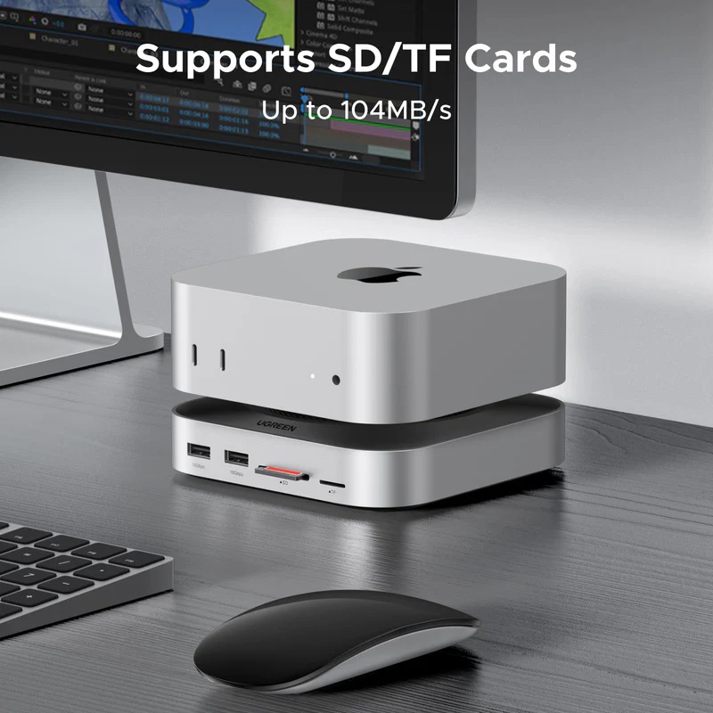 Docking Station UGREEN 11 en 1 CM841, puertos USB-C y USB-A 10Gbps, UHS‑II SD/TF, MicroSD, soporta hasta 8 TB SSD M.2