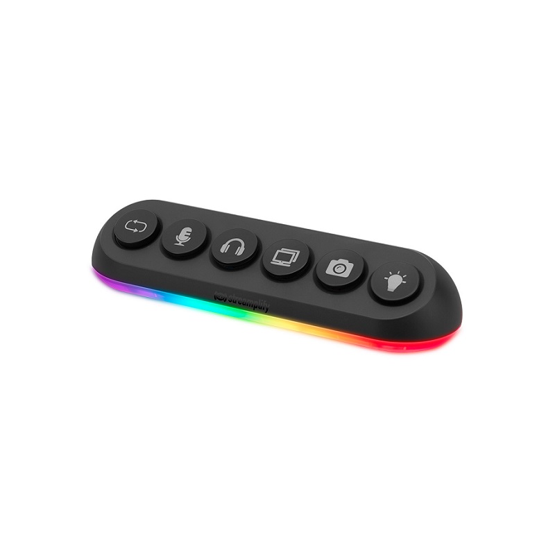 Teclado de streaming Streamplify Hub Deck 5, con hub USB integrado y 6 teclas programables, Iluminación RGB
