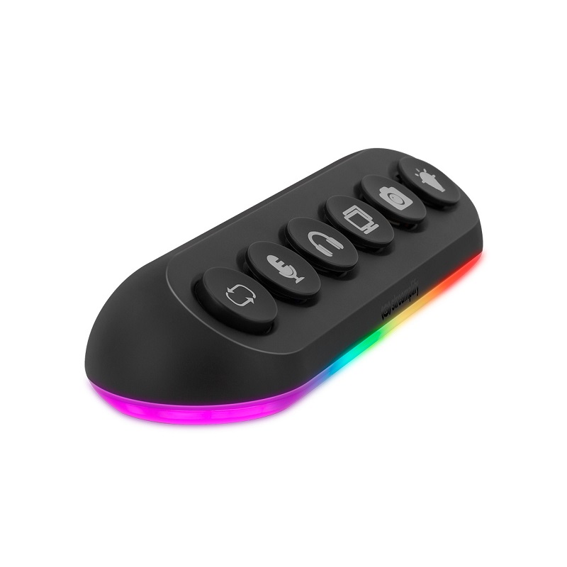 Teclado de streaming Streamplify Hub Deck 5, con hub USB integrado y 6 teclas programables, Iluminación RGB