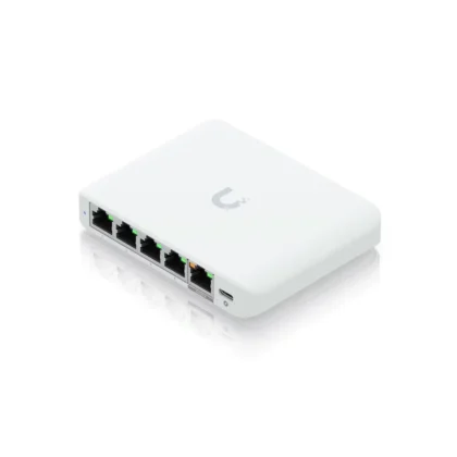 Switch Ubiquiti USW Flex Mini, 5 puertos 2.5G Ethernet, se alimenta por PoE y USB tipo C