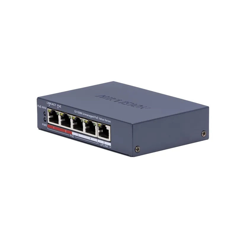 Switch Hikvision DS-3E0105P-E/M(C), 4 Puertos PoE +1 Puerto RJ45 10/100Mbps, No Administrable