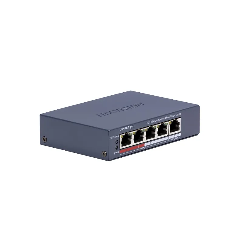 Switch Hikvision DS-3E0105P-E/M(C), 4 Puertos PoE +1 Puerto RJ45 10/100Mbps, No Administrable