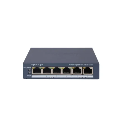 Switch Hikvision DS-3E1506P-EI/M, de 4 Puertos Gigabit PoE + 2 puertos Gigabit RJ45, 45W