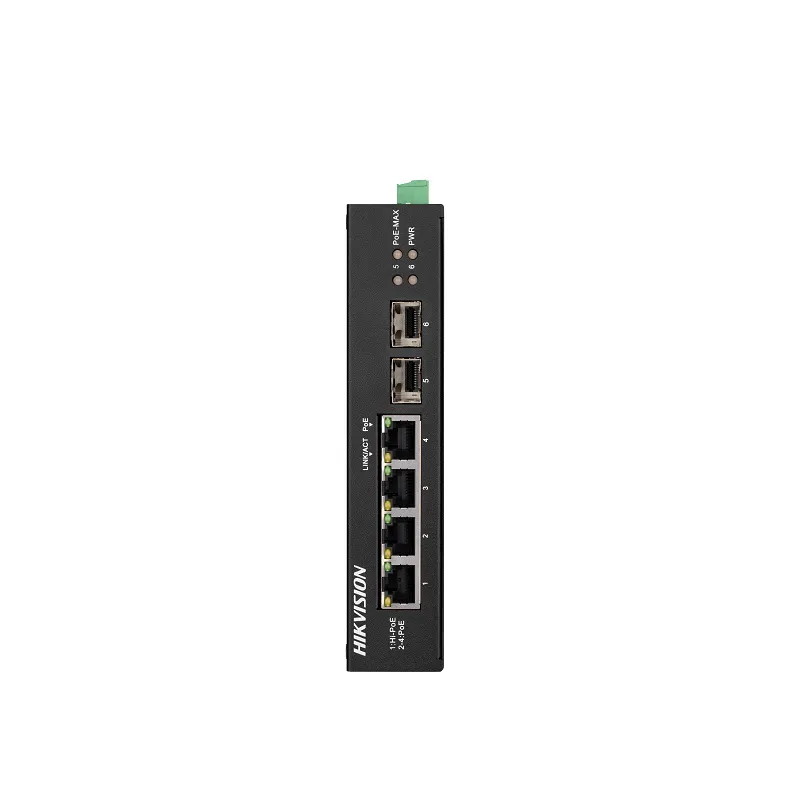 Switch Hikvision DS-3T0506HP-E/HS de 4 Puertos (3 Puertos Gigabit PoE+, 1 Puerto Gigabit PoE++, 2 Puertos SFP), 65W