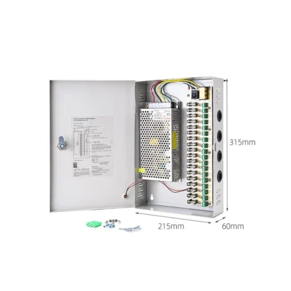 Fuente de Poder Panel de Distribucion T-Vision de 24V 20A, 18 Canales, 480W
