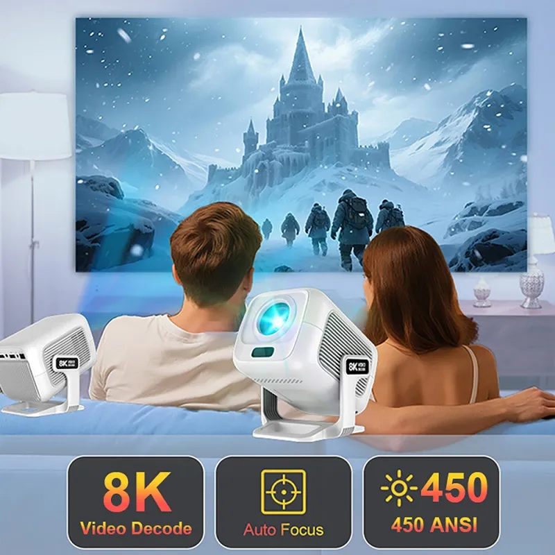 Proyector TP300, FHD 1080p 8K, 450 lumenes, Bluetooth 5.2, WiFi 2.4 + 5G, HDMI, USB, Android 14