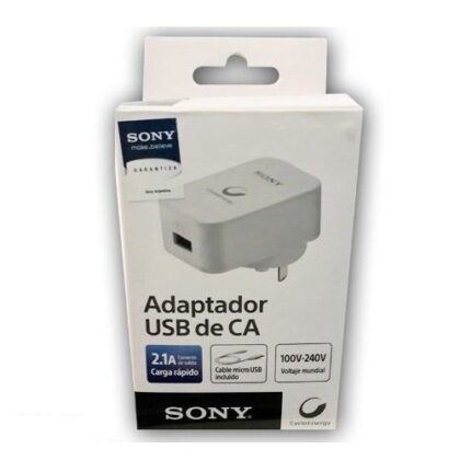 CARGADOR DE USB , CORRIENTE, 2.1A, SONY CP-AD2 INCLUYE CABLE MICROUSB