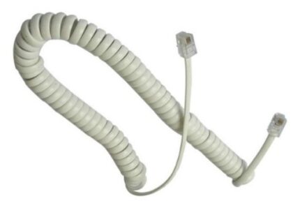 CABLE DE TELEFONO PARA AURICULAR-15PIES, ESPIRAL BLANCO