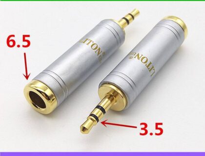 Adaptador de Audio 3.5mm Macho a 6.5mm Hembra, chapado en oro