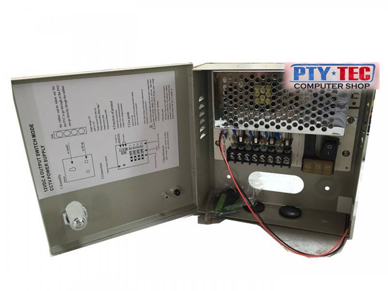 Fuente de poder/Panel de distribución 12V-5A T-VISION, 60W 4 Chanels. no incluye cable AC.