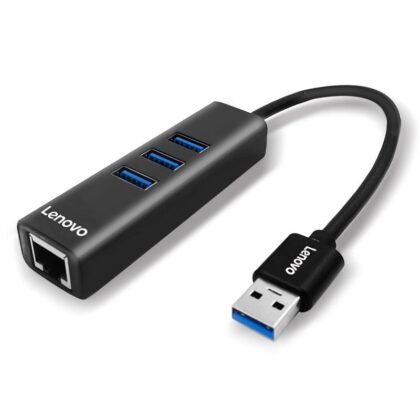 Multiplicador de Puertos Lenovo A625, 3 Puertos Portable USB3.0 y adaptador RJ45