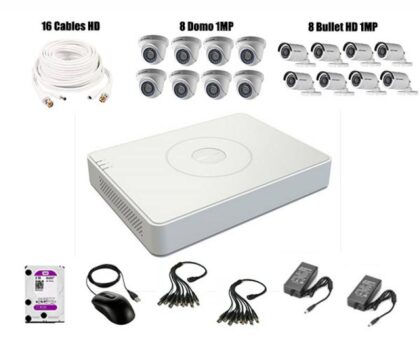 KIT De Camara Vigilancia HD Hikvision 16CH 1080 Lite, 2MP, 2TB, P2P
