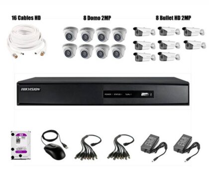 KIT De Camara Vigilancia Turbo-HD Hikvision 16CH 1080P, 2MP, 2TB, P2P