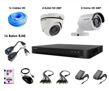 KIT De Camara Vigilancia Turbo-HD Hikvision 16CH 1080P Lite, 2MP, 1TB, P2P