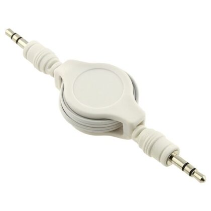 Cable Audio 1/8mm - 1/8mm Macho-Macho retractil 2.5ft,Blanco.