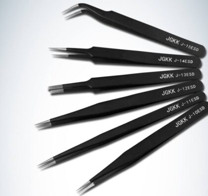 Juego de Pinzas TWEEZERS punta fina de acero inoxidable 6 unidades
