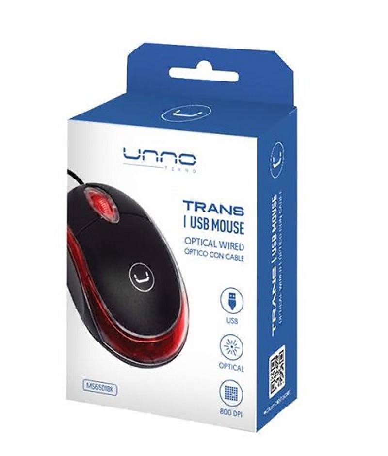 Raton Optico UNNO TEKNO TRANS MS6501, USB, color negro