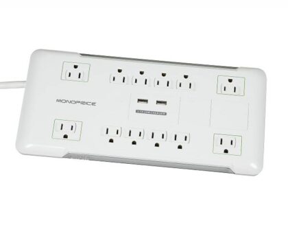 Regleta con protector de Voltaje SOLIDMATE 500206, 12 puerto protegidos y 2 puerto USB 2.1A