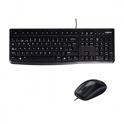 Combo Teclado y Ratón LOGITECH MK120, conexión USB, Español, Negro