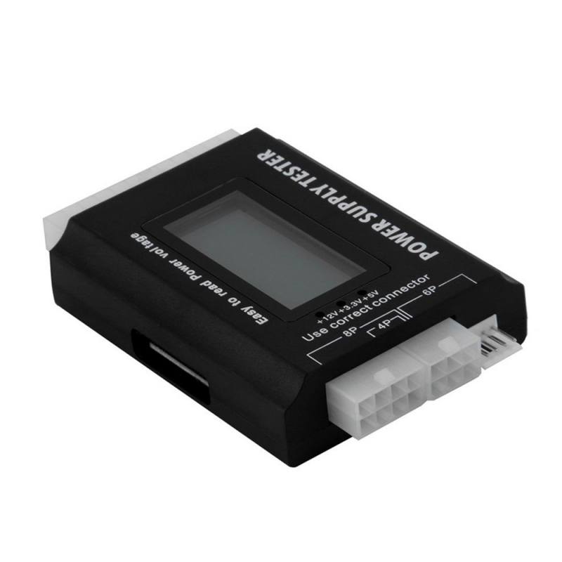 Probador de Fuentes de Poder ATX 20/24Pines, Pantalla LCD para Voltajes y P.G.