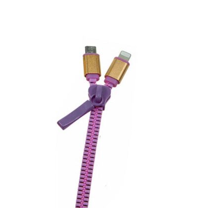 Cable USB 2.0 a Micro USB y Lightning de 1M, Gold zipper Morado