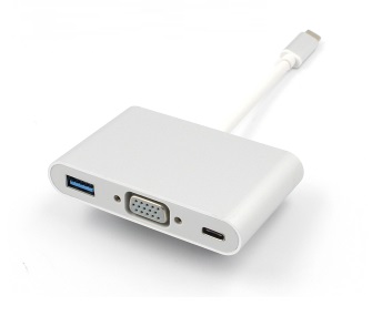 Adaptador Multiple USB tipo C (macho) a USB3.0, VGA, USB TIPO C (hembra), soportado en Windows & MacOS High Sierra