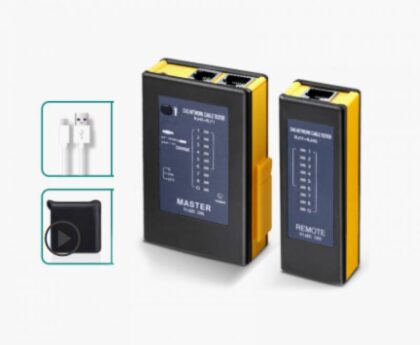 Probador para Cable de Red RJ45 y RJ11. cable USB y estuche, Negro / amarillo