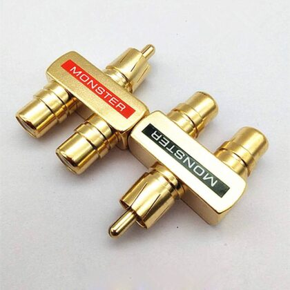 Adaptador de Audio 3.5MM Macho a 2 RCA Hembra, Chapado en oro