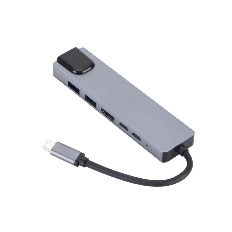 Adaptador Multiple TC17, 6 en 1, USB tipo C a HDMI (60 HZ), USB2.0 * 2, Carga PD, USB C, RJ45