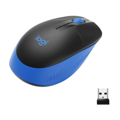 Ratón inalambrico LOGITECH M190, receptor USB, Negro/Azul