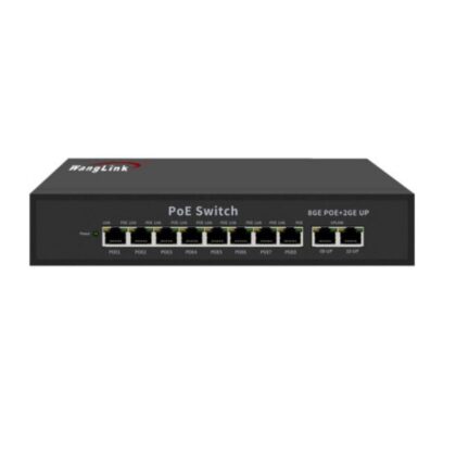 Switch T-VISION 8GE-2GE, de 10 puertos, 8 puertos POE 10/100/1000M + 2 puertos 1000M Gigabit UpLink, 120W