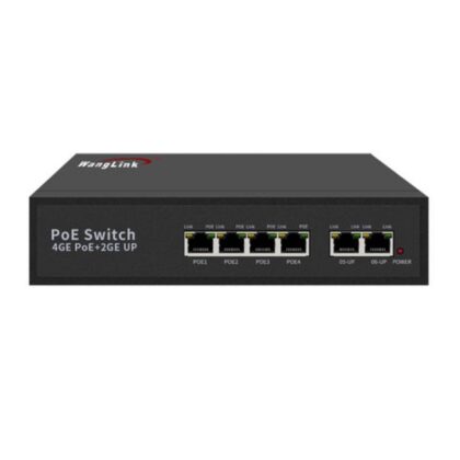 Switch T-VISION 4GE-2GE, de 6 puertos, 4 puertos POE 10/100/1000M + 2 puertos 1000M Gigabit UpLink, 120W